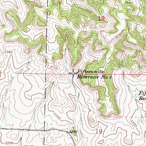 Topographic Map of Fifteenmile Reservoir Number Two, MT