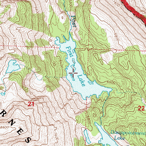 Topographic Map of First Lake, MT