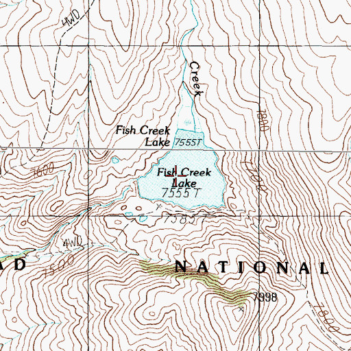 Topographic Map of Fish Creek Lake, MT