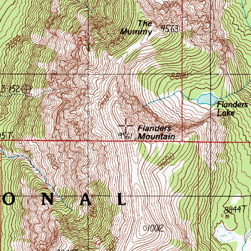 Topographic Map of Flanders Mountain, MT