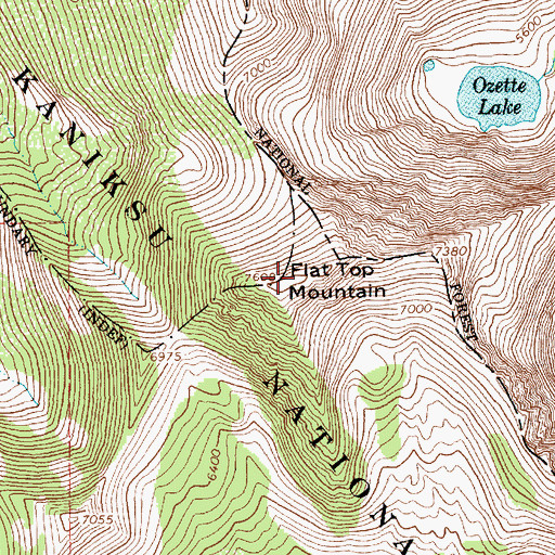 Topographic Map of Flat Top Mountain, MT