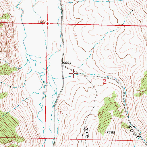 Topographic Map of Four Eyes Canyon, MT
