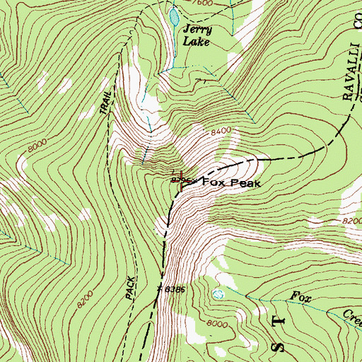 Topographic Map of Fox Peak, MT