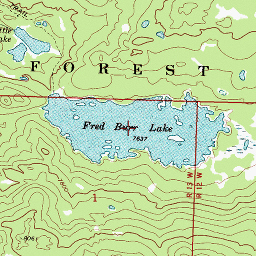 Topographic Map of Fred Burr Lake, MT