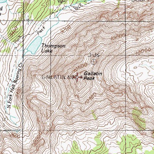 Topographic Map of Gallatin Peak, MT