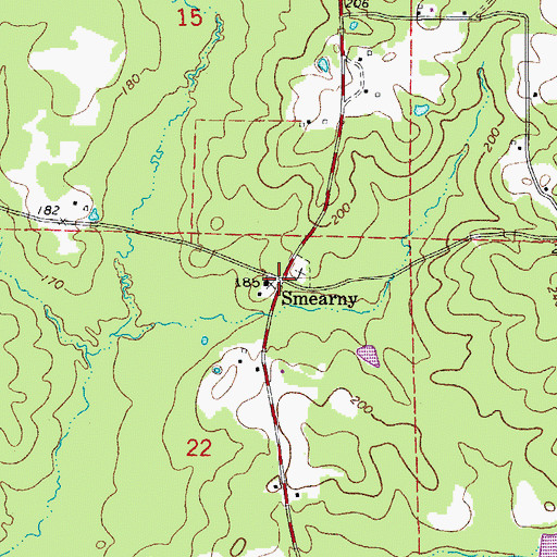 Topographic Map of Smearny, AR