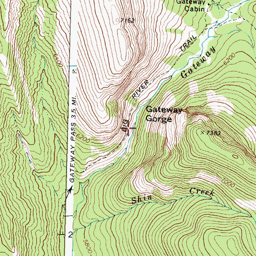Topographic Map of Gateway Gorge, MT