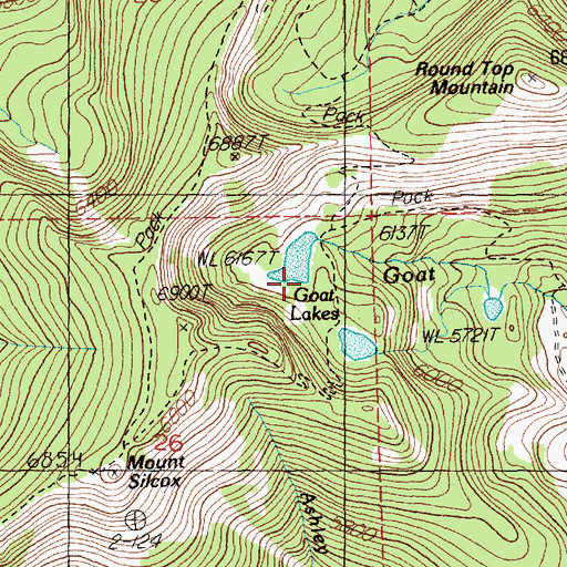 Topographic Map of Goat Lakes, MT