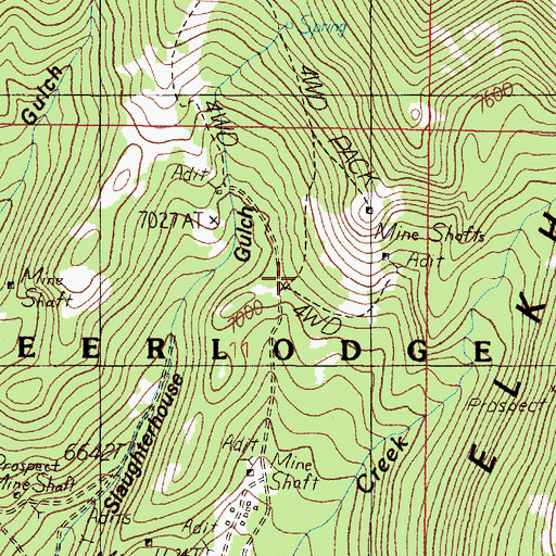 Topographic Map of Golden Moss Mine, MT