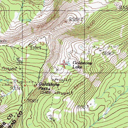 Topographic Map of Goldstone Lake, MT