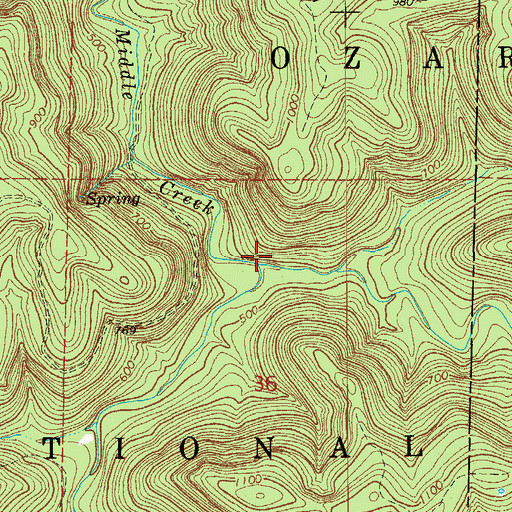 Topographic Map of South Prong Middle Creek, AR