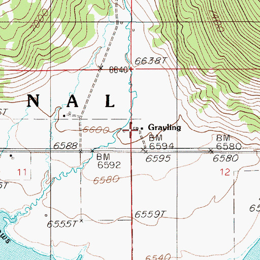Topographic Map of Grayling, MT