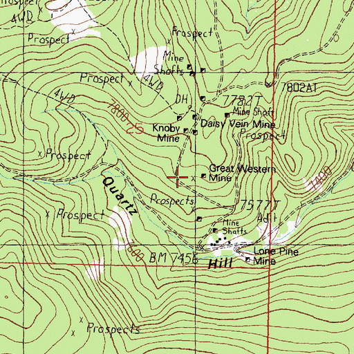 Topographic Map of Great Western Mine, MT