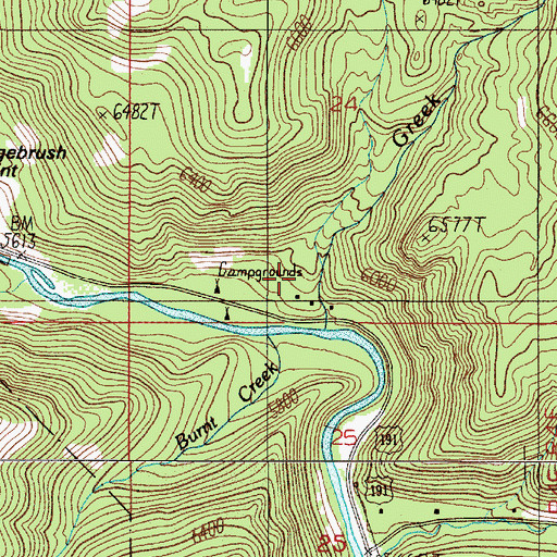 Topographic Map of Greek Creek Camp, MT
