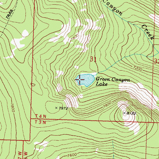 Topographic Map of Green Canyon Lake, MT