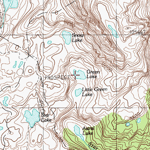 Topographic Map of Green Lake, MT