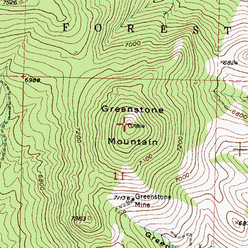 Topographic Map of Greenstone Mountain, MT