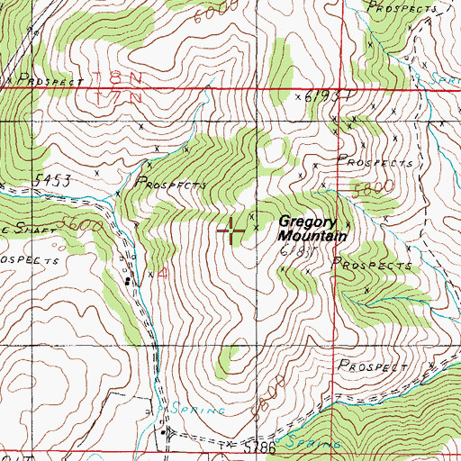 Topographic Map of Gregory Mountain, MT