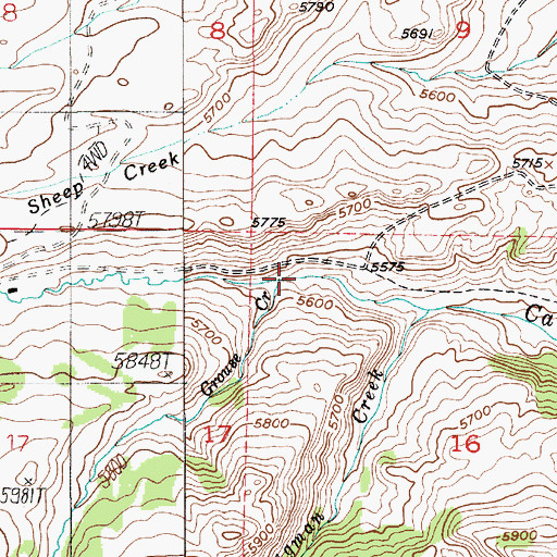 Topographic Map of Grouse Creek, MT