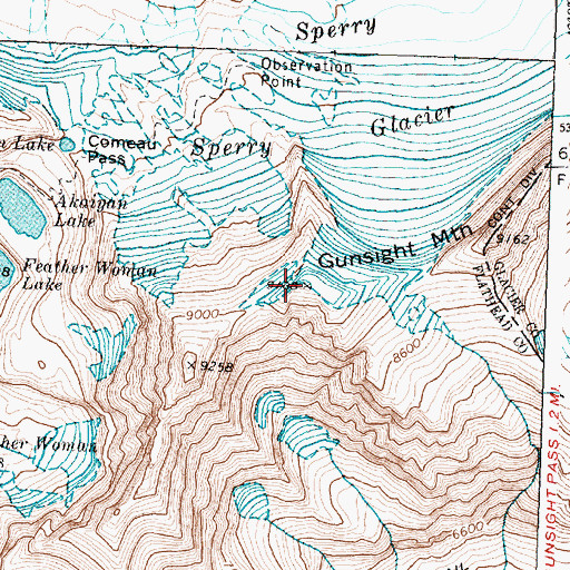 Topographic Map of Gunsight Mountain, MT