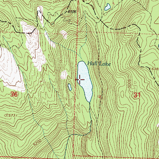 Topographic Map of Hall Lake, MT