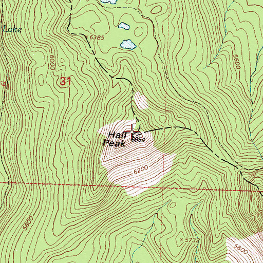 Topographic Map of Hall Peak, MT