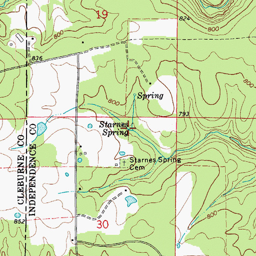 Topographic Map of Starnes Spring, AR