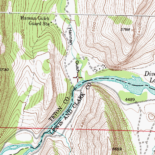 Topographic Map of Hannan Gulch, MT