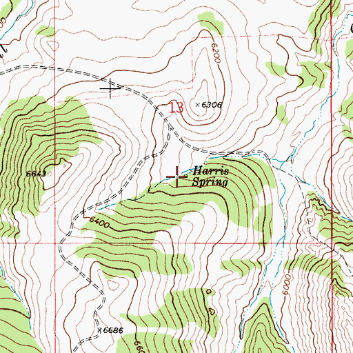 Topographic Map of Harris Spring, MT