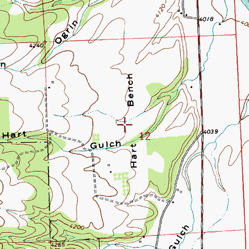 Topographic Map of Hart Bench, MT