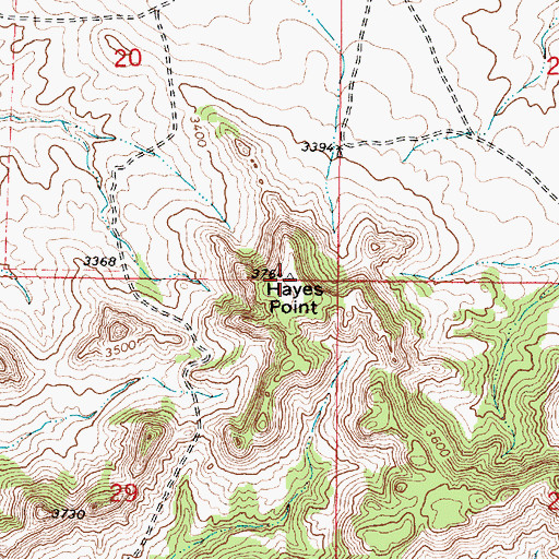 Topographic Map of Hayes Point, MT