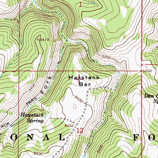 Topographic Map of Haystack Bar, MT