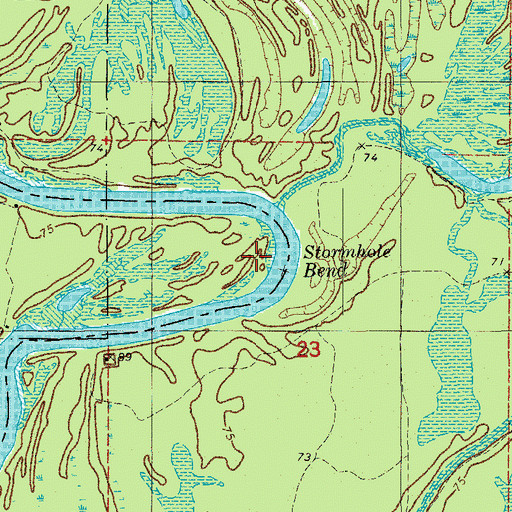 Topographic Map of Stormhole Bend, AR