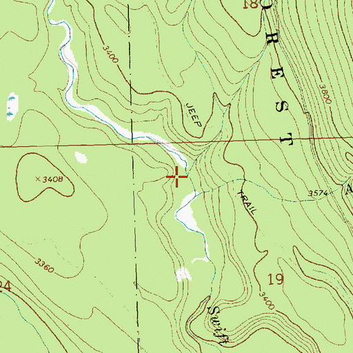 Topographic Map of Hemlock Creek, MT