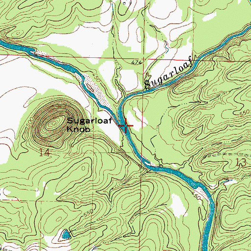 Topographic Map of Sugarloaf Creek, AR