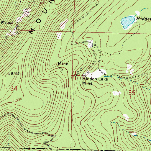 Topographic Map of Hidden Lake Mine, MT