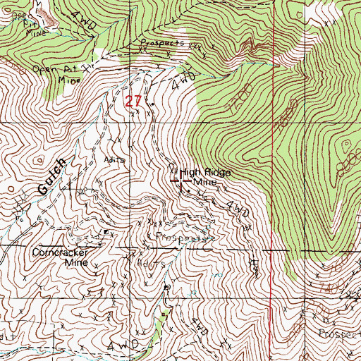 Topographic Map of High Ridge Mine, MT