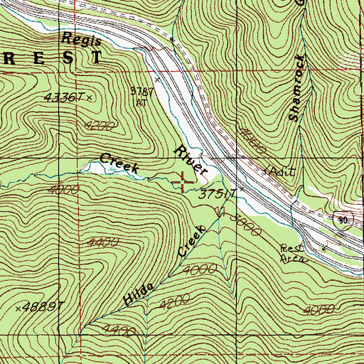 Topographic Map of Hilda Creek, MT