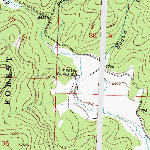 Topographic Map of Hogans Guard Station, MT