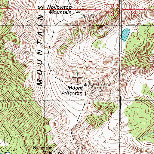 Topographic Map of Mount Jefferson, MT