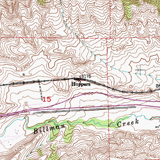 Topographic Map of Hoppers, MT