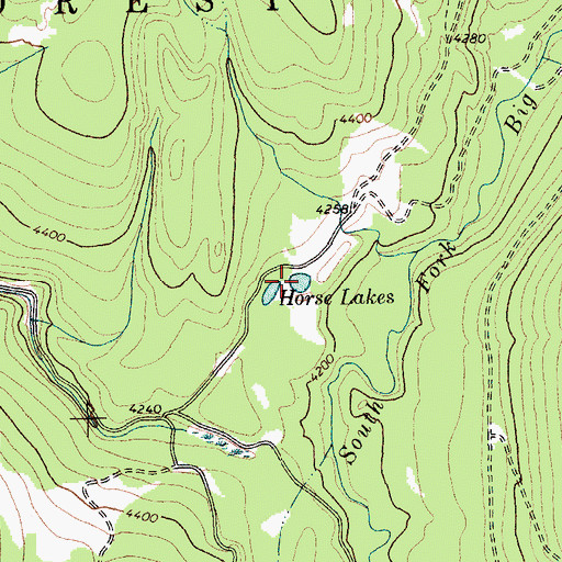 Topographic Map of Horse Lakes, MT