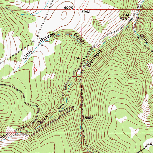 Topographic Map of Hour Gulch, MT