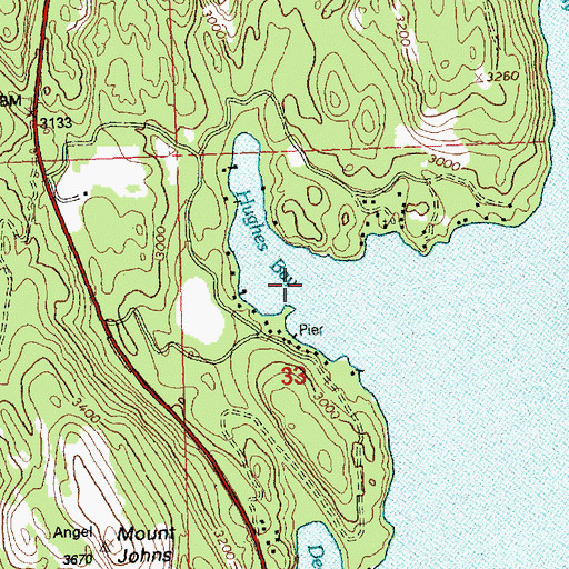 Topographic Map of Hughes Bay, MT