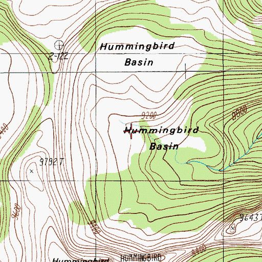 Topographic Map of Hummingbird Basin, MT