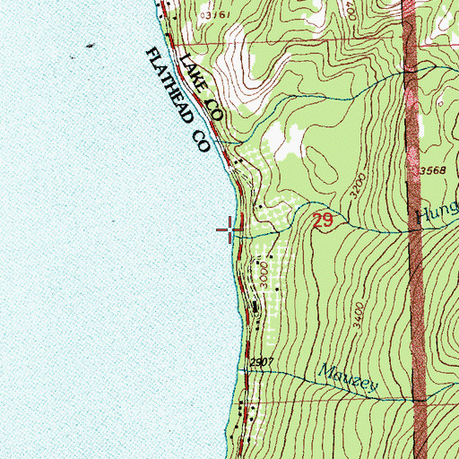 Topographic Map of Hunger Creek, MT