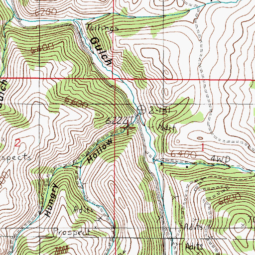 Topographic Map of Hungry Hollow, MT