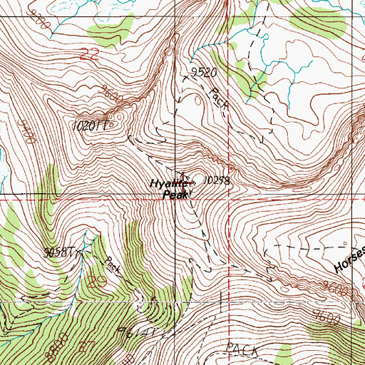 Topographic Map of Hyalite Peak, MT