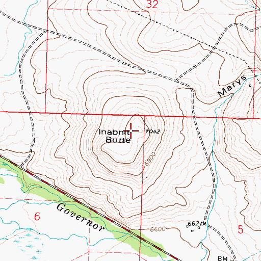 Topographic Map of Inabnit Butte, MT