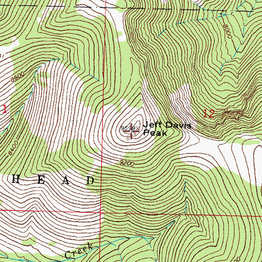 Topographic Map of Jeff Davis Peak, MT